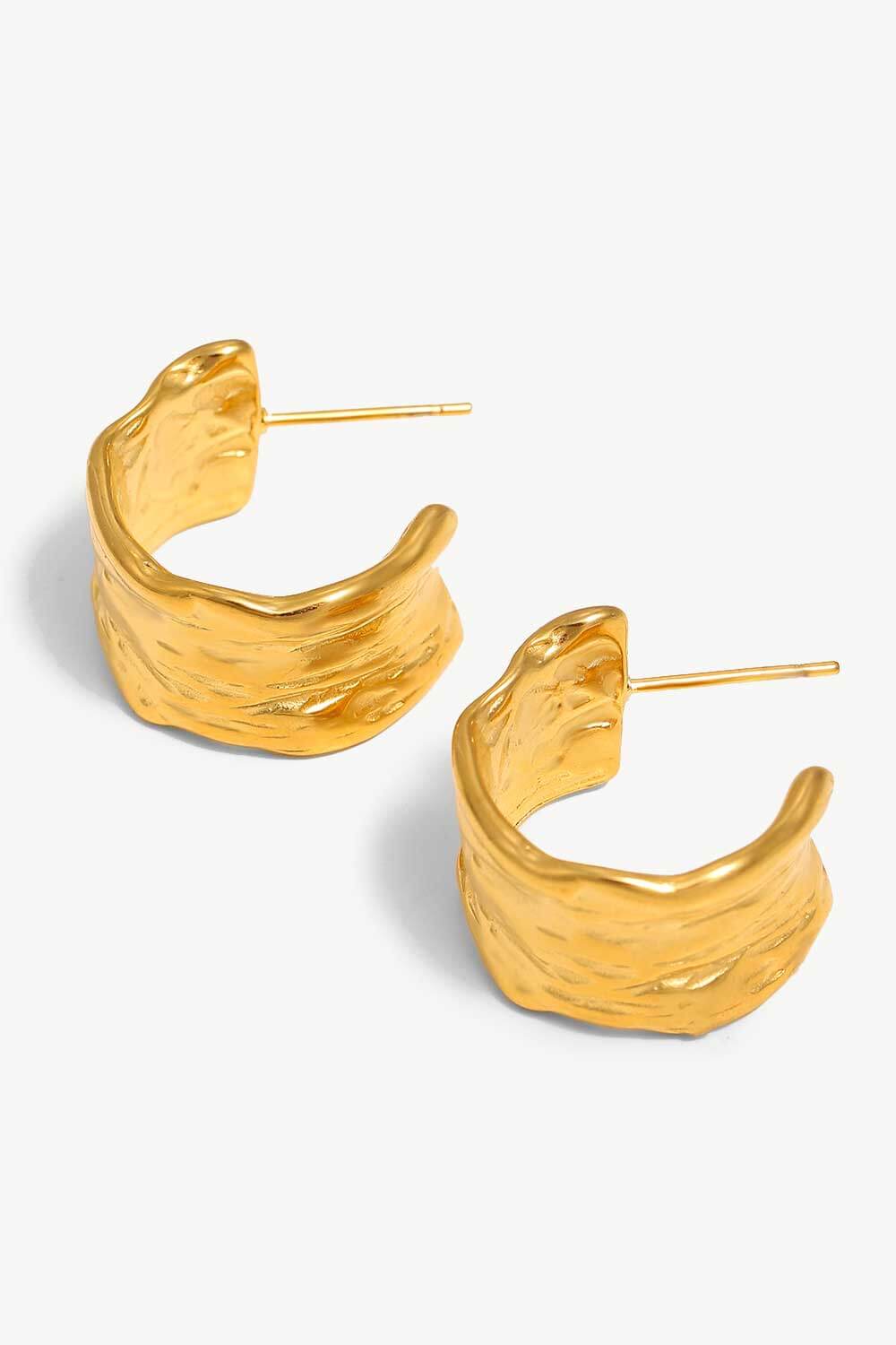 18K Gold-Plated Hammered C-Hoop Earrings